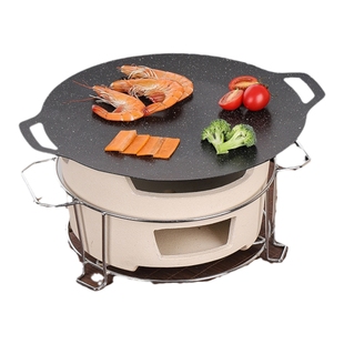 户外露营烤盘围炉煮茶泥炉烧烤盘韩式烤肉盘铁板烧家用炭炉烤肉架