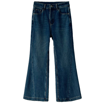 四面弹高腰显瘦加绒微喇牛仔裤女