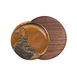 【孤品】善琏湖笔砚台 何刚大师手作天然原石苴却砚高档毛笔书法专用胡桃木盒墨条礼盒礼品文房四宝端砚歙砚