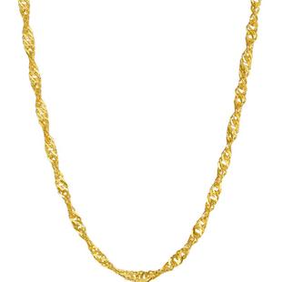 周六福黄金项链足金珠宝素链女水波链锁骨链计价首饰新年礼物