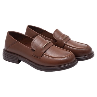 奥康 女鞋2025秋季乐福鞋真皮浅口单鞋低跟JK小皮鞋舒适平底鞋