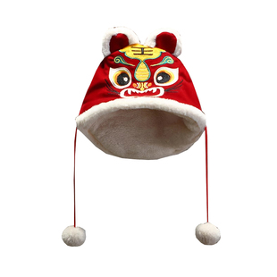 儿童唐装虎头帽女宝宝中国风帽子婴幼小童新年加绒喜庆老虎帽子冬