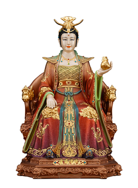女娲娘娘神像黄铜冰金彩供奉摆件