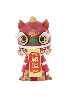 森活木趣车载摇头摆件中控台汽车车内饰品实木木质弹簧招财醒狮