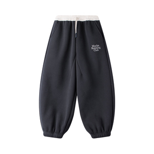 【慢跑俱乐部】软糯加绒运动卫裤子灰休闲男童冬新保暖摇粒绒束脚