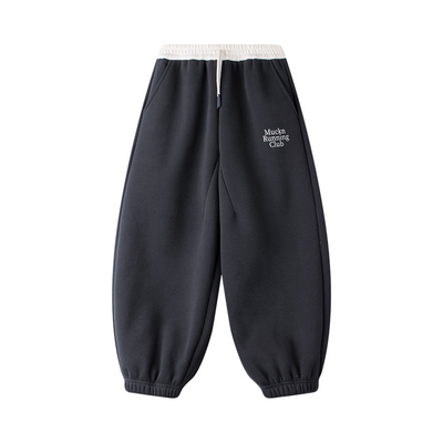 【慢跑俱乐部】软糯加绒运动卫裤子灰休闲男童冬新保暖摇粒绒束脚