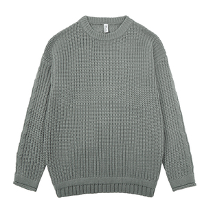 【福利清仓】秋冬粗针线衣轻熟上衣加厚打底针织衫宽松圆领毛衣男