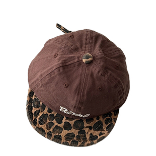 宝宝帽子男童春秋季洋气豹纹软檐鸭舌帽女童字母刺绣儿童棒球帽潮