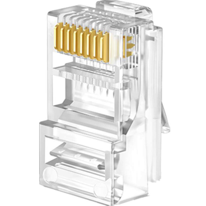 普联TP-LINK TL-EH5e-100超五类非屏蔽RJ45水晶头100个网线连接器24K镀金三叉铜防腐蚀8芯千兆网络