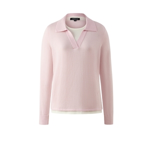 PRICH时尚V型翻领假两件精纺16针羊毛针织衫冬新款软糯毛衣女