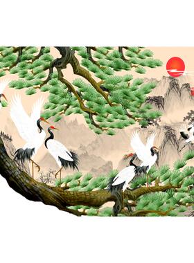 【自粘墙贴】松鹤延年壁画墙纸