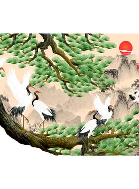 【自粘墙贴】松鹤延年壁画墙纸