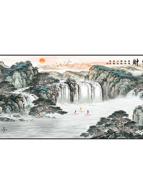 2026新中式客厅流水生财挂画