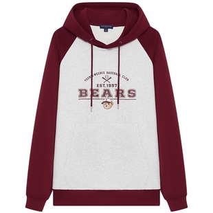 TeenieWeenie小熊男装字母撞色连帽卫衣2025春季新款美式高街上衣