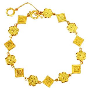 盛世华彩传承华星凝辉手链 女纯银镀18K黄金色古法手饰复古国风潮