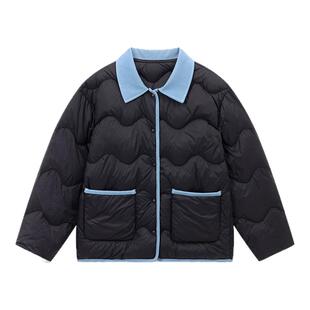 三防笛莎官方女大童羽绒服2025秋冬季青少年时尚短款翻领羽绒外套