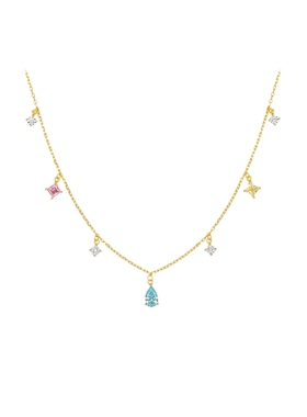 周六福项链女水滴形链坠S925银高级感轻奢小众送女友圣诞礼物