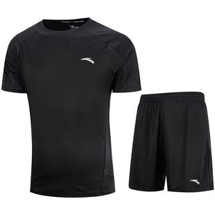 安踏运动套装男跑步健身衣服训练装备短袖夏季冰丝t恤上衣速干衣