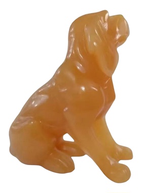 天然黄玉狗摆件家居补角吉祥物