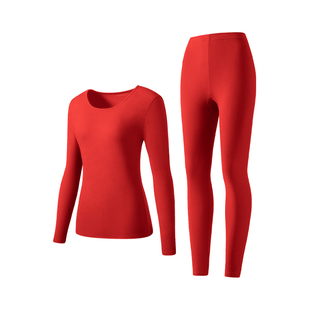 爱舒肤红色保暖内衣发热腈纶秋衣秋裤套装本命年男女结婚喜庆大红