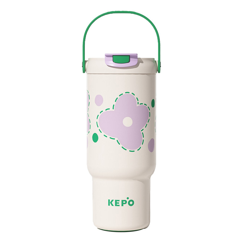KEPO保温杯大容量水杯女生高颜值手提冰霸杯便携车载吸管杯子新款