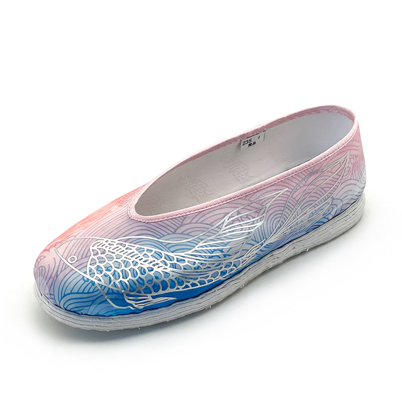 内联升布鞋女鞋手工千层底布鞋大内山海经之文瑶鱼波澜单鞋SH8685