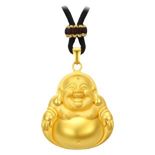 周大生黄金吊坠女款足金佛公挂坠硬金笑面弥勒佛新年礼物送女朋友
