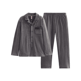 芬腾男士睡衣秋冬季海岛绒长袖套装时尚休闲大码珊瑚绒家居服冬天