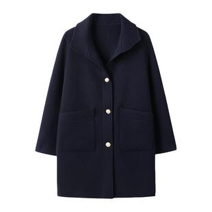 采多宝大码女装胖mm2025冬季新款韩系高级感连帽呢正肩大衣外套