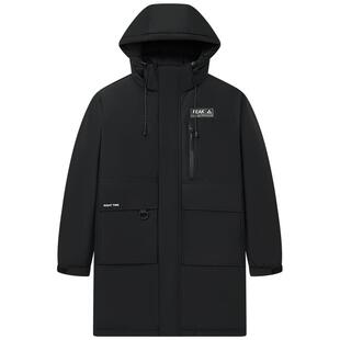 匹克中长款羽绒服男冬新款户外风衣防泼水连帽保暖冲锋外套工装女