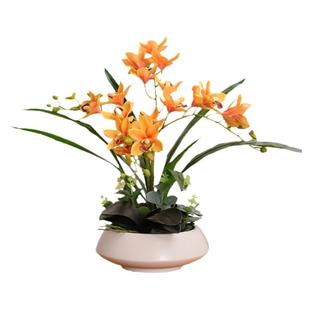 高级蕙兰仿真花假花成品套装摆件花家居客厅餐桌电视柜摆设装饰花