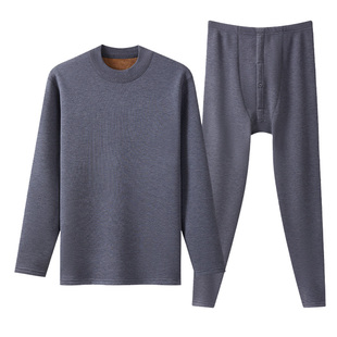 三枪保暖套装男冬季加绒加厚羊毛绒中老年内衣半高领老人秋衣秋裤