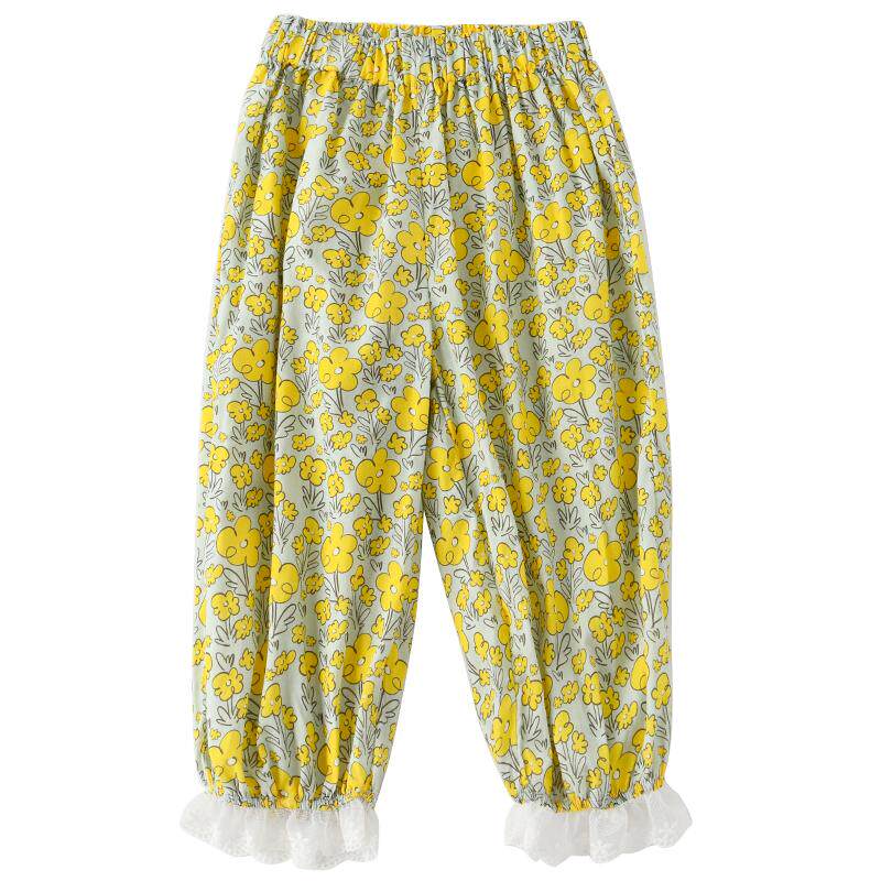 皇室童缘童装儿童夏季防蚊裤女童2023薄款宝宝纯棉灯笼长裤碎花夏