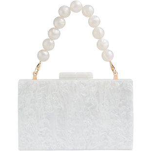 LK BENNETT【皇家赛马会】白色琥珀纹手提包女新款串珠晚宴小方包