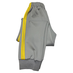 校服裤子浅灰拼黄色双杠休闲长裤男女高初中小学生收脚紧口运动裤