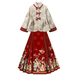 冬季新款喜庆红色一整套汉服敬酒服婚服加绒外套马面裙套装小个子