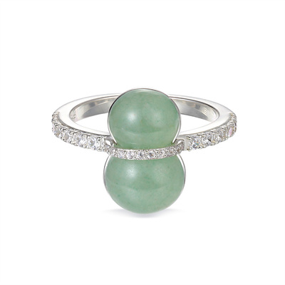 明星同款宝得意葫芦玉石戒指女S925银中式东陵玉宝石原创新年礼物