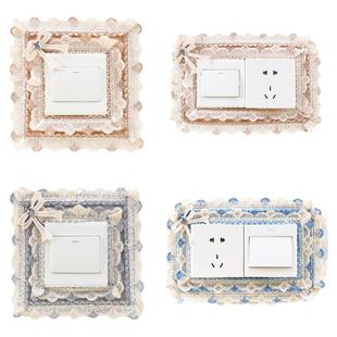开关保护套布艺蕾丝双开关贴墙贴创意客厅卧室灯插座装饰简约现代