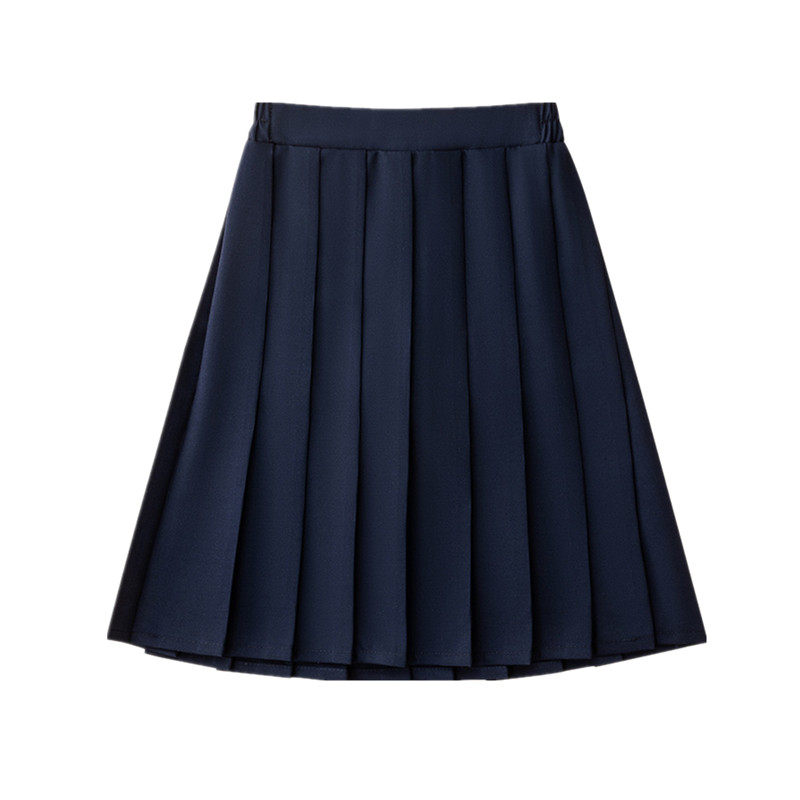 新款校服女童高腰A字百褶半身裙