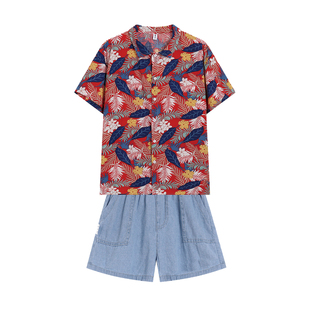 儿童港风复古服装夏季牛仔短裤街舞走秀亲子装六一演出毕业舞蹈服