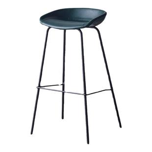 北欧家用高脚凳现代简约铁艺轻奢马鞍皮酒吧椅吧凳创意咖啡厅吧椅