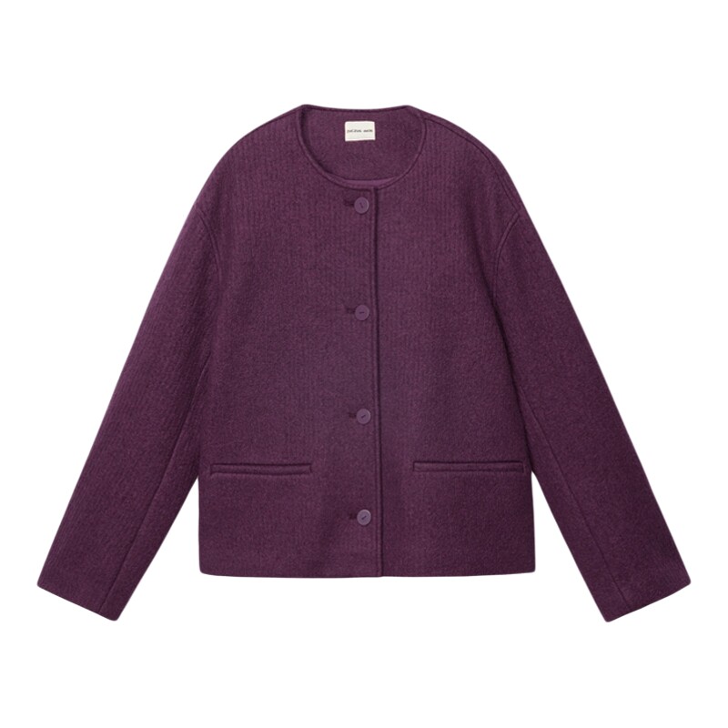 【新品】素然ZUCZUG 4M36 24冬季女士羊毛竖条针织呢圆领短大衣