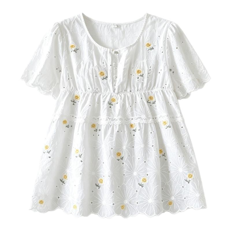 孕妇夏季花朵刺绣雪纺衫