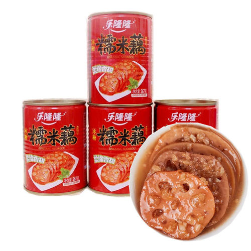 乐隆隆糯米藕567g*4罐即食冰糖蜜汁莲藕熟食甜糖藕莲藕片零食包邮