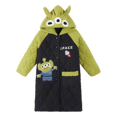 女童加厚加绒睡袍三层夹棉