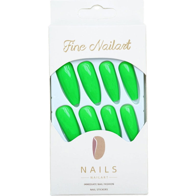 荧光绿色nail欧美假指甲片y2k风