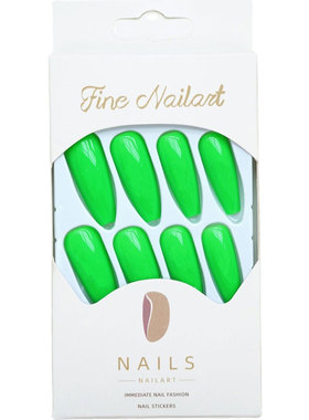 荧光绿色nail欧美假指甲片y2k风