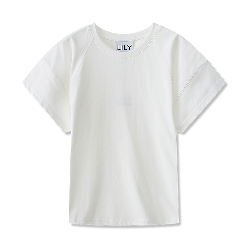 LILY抗菌凉感白色T恤女插肩袖基础百搭显瘦纯色短袖上衣25夏新款