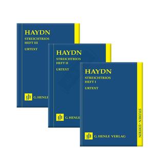 海顿弦乐三重奏作品集 小提琴和低音提琴大提琴 研习小总谱 非演奏用谱  全套共一至三卷 亨乐原版乐谱书 Haydn String Trios