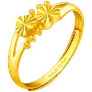 赛菲尔黄金戒指足金999.9活口女戒送女友手饰爱心简约时尚款送礼